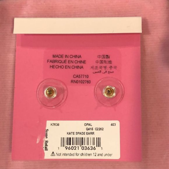 KATE SPADE Opal Glitter Cushion Cut Gold Tone Earrings - Picture 4 of 5